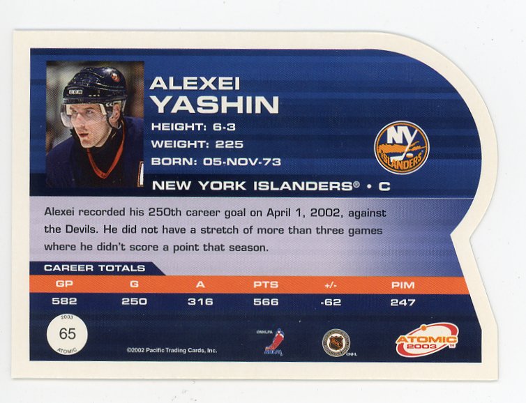 2003 Alexei Yashin Die Cut Atomic New York Islanders # 65