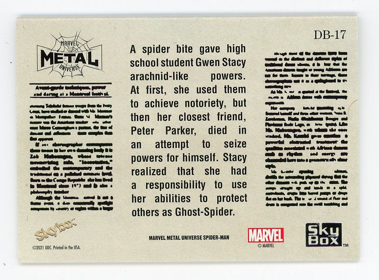 2021 Ghost-Spider Daily Bugle Booklet Metal Universe Skybox # DB-17