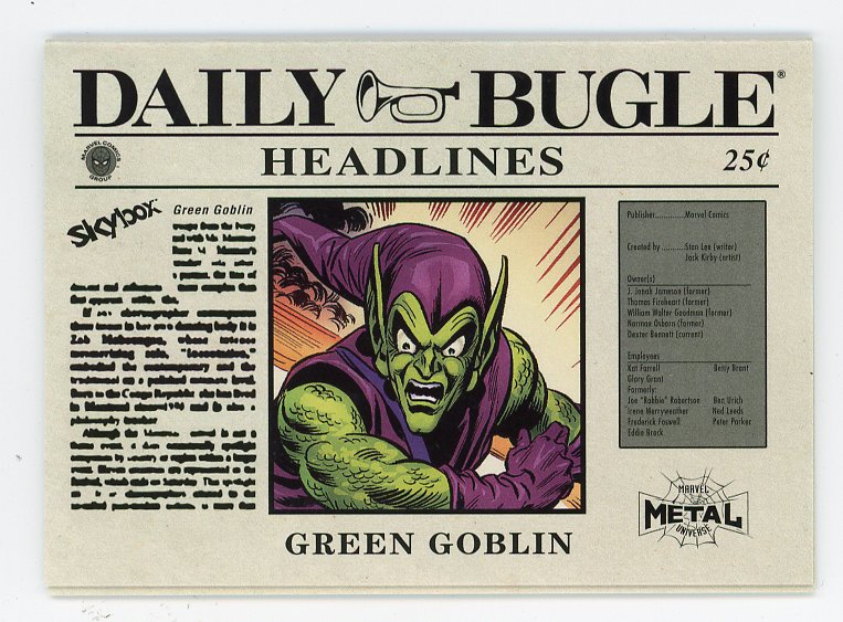 2021 Green Goblin Daily Bugle Booklet Metal Universe Skybox # DB-23