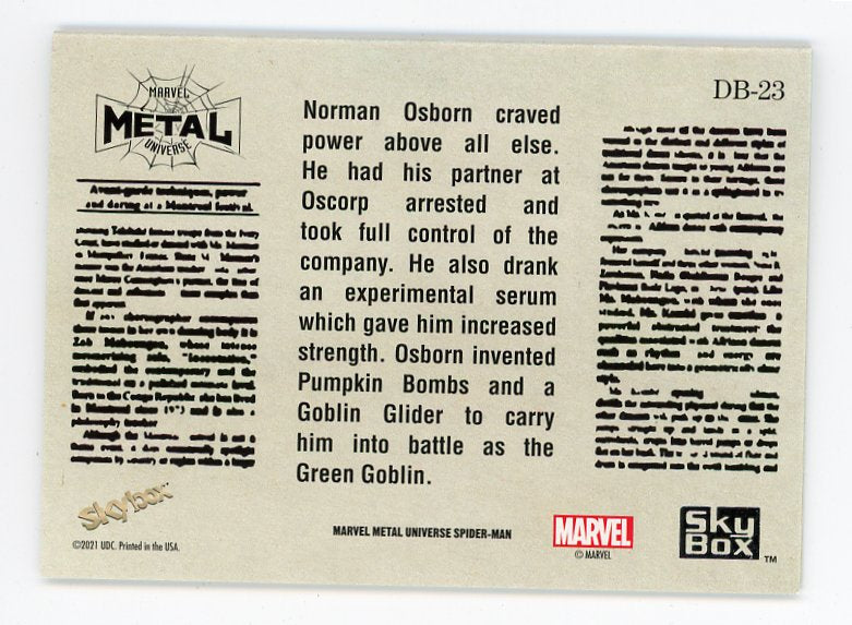 2021 Green Goblin Daily Bugle Booklet Metal Universe Skybox # DB-23