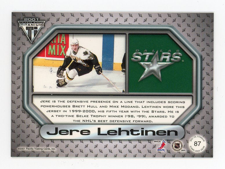 2001 Jere Lehtinen Game Worn Jersey Private Stock Dallas Stars # 87