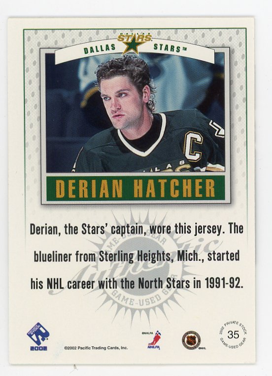 2002-03 Derian Hatcher Dallas Stars Game Worn Jersey - NHL Letter