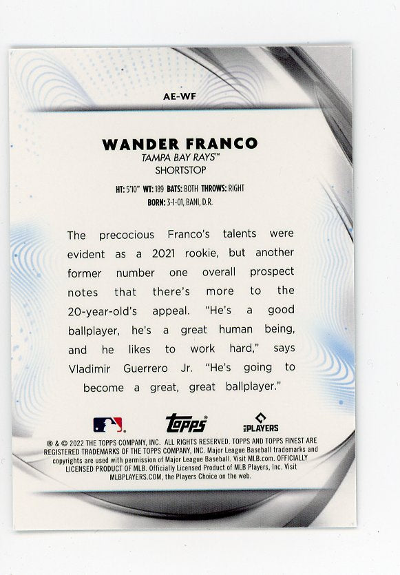 2022 Wander Franco Aura Of Excellence Rookie Topps Finest Tampa Bay Rays # AE-WF
