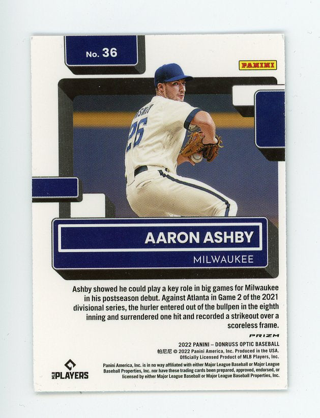 2022 Aaron Ashby Rated Rookie Prizm Donruss Optic Milwaukee Brewers # 36