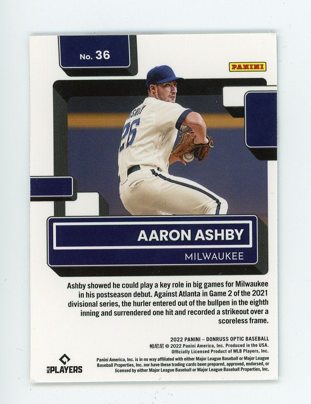 2022 Aaron Ashby Rated Rookie Donruss Optic Milwaukee Brewers # 36