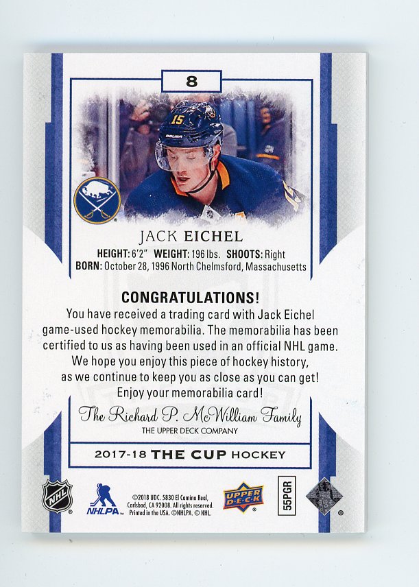 2017-2018 Jack Eichel Gold #D /8 The Cup Buffalo Sabres # 8